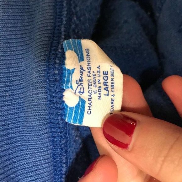 VINTAGE DISNEY - MEN'S LARGE - BLUE LONG SLEEVE BUTTON MICKEY SWEATSHIRT - Picture 4 of 4